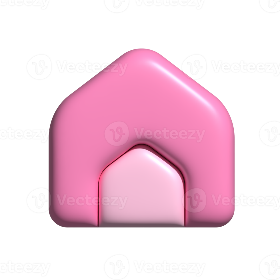 hogar icono rosado. 3d hacer png