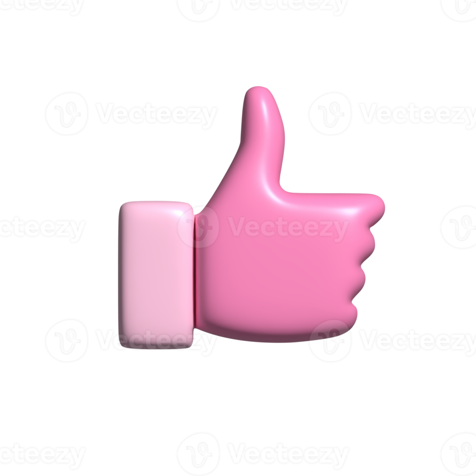 thumb icon pink. 3d render png