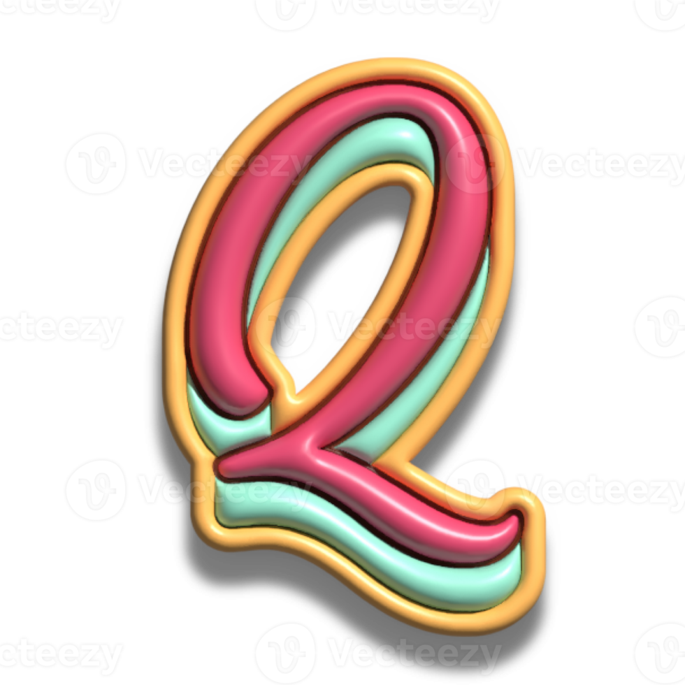 Letter Q glossy 3d font png