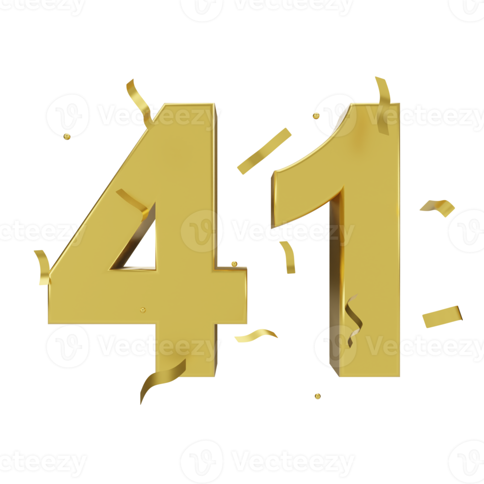 gold 41 number with confetti png