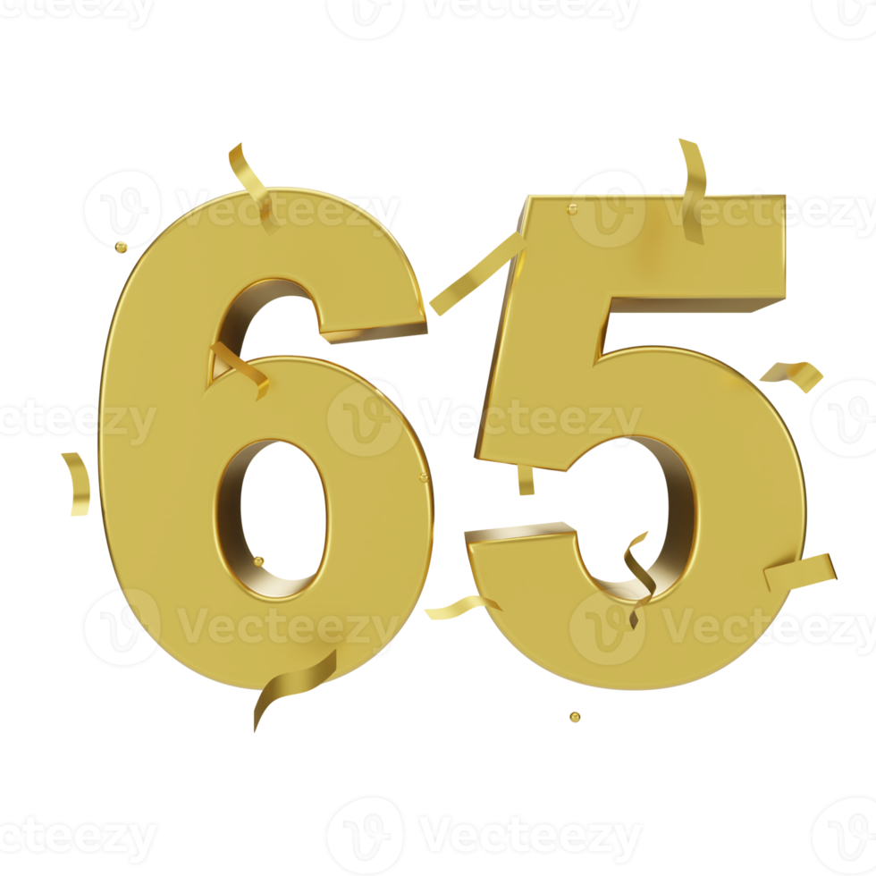 gold 65 number with confetti png