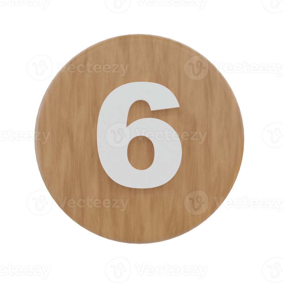 Number 6 on shape round png