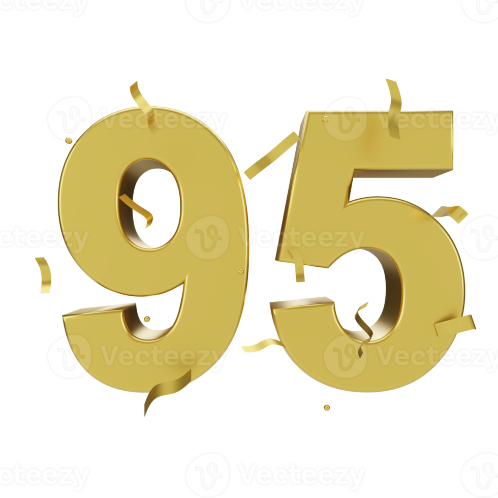 gold 95 number with confetti png