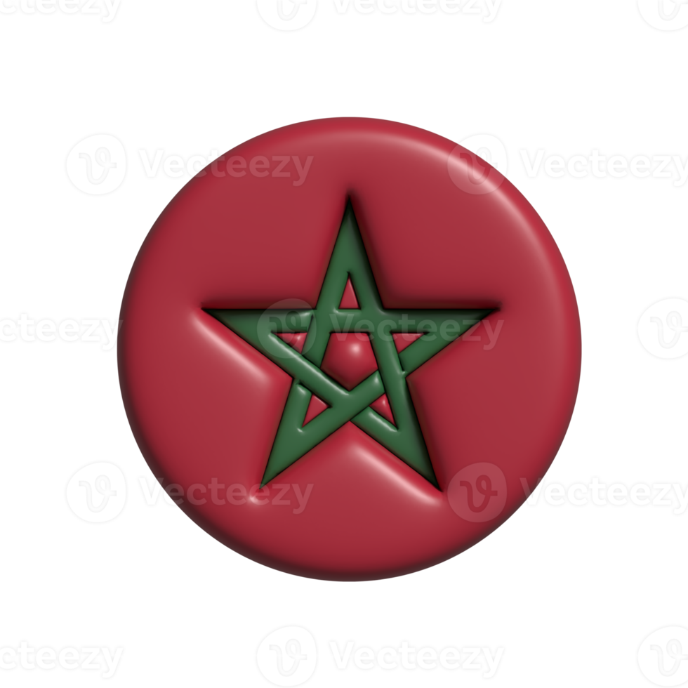 marokko circulaire vlag vorm geven aan. 3d geven png
