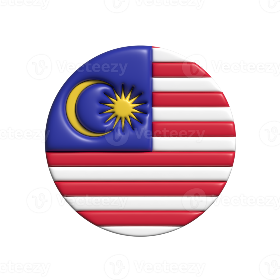 Malaysia circular flag shape. 3d render png