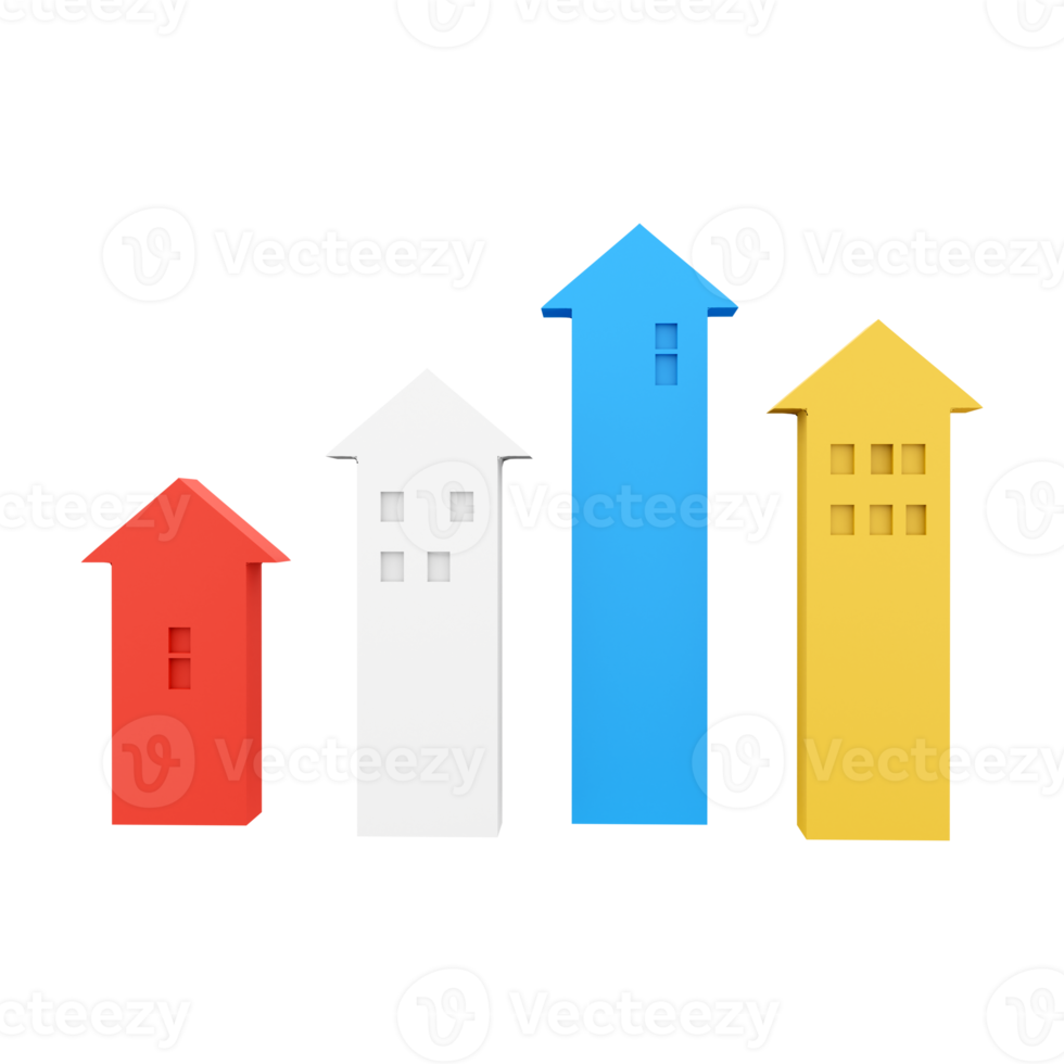 3d Rendern vier Grafik Pfeile gehen nach oben Symbol. 3d machen wachsen oben Pfeile Symbol. Grafik Pfeile gehen nach oben. png