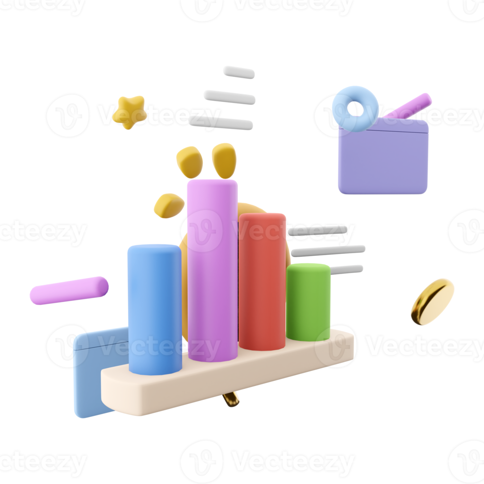 3d rendering marketing research with chart and a magnifying glass icon. 3d render magnifying glass documents chart icon. Marketing research with chart and a magnifying glass. png