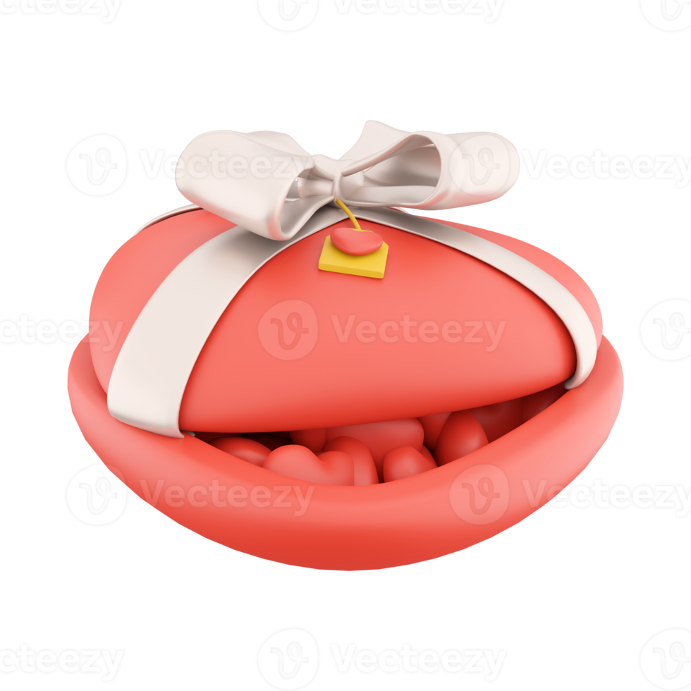 3d rendering red heart gift box with small hearts icon. 3d render box gift icon. Red heart gift box. png