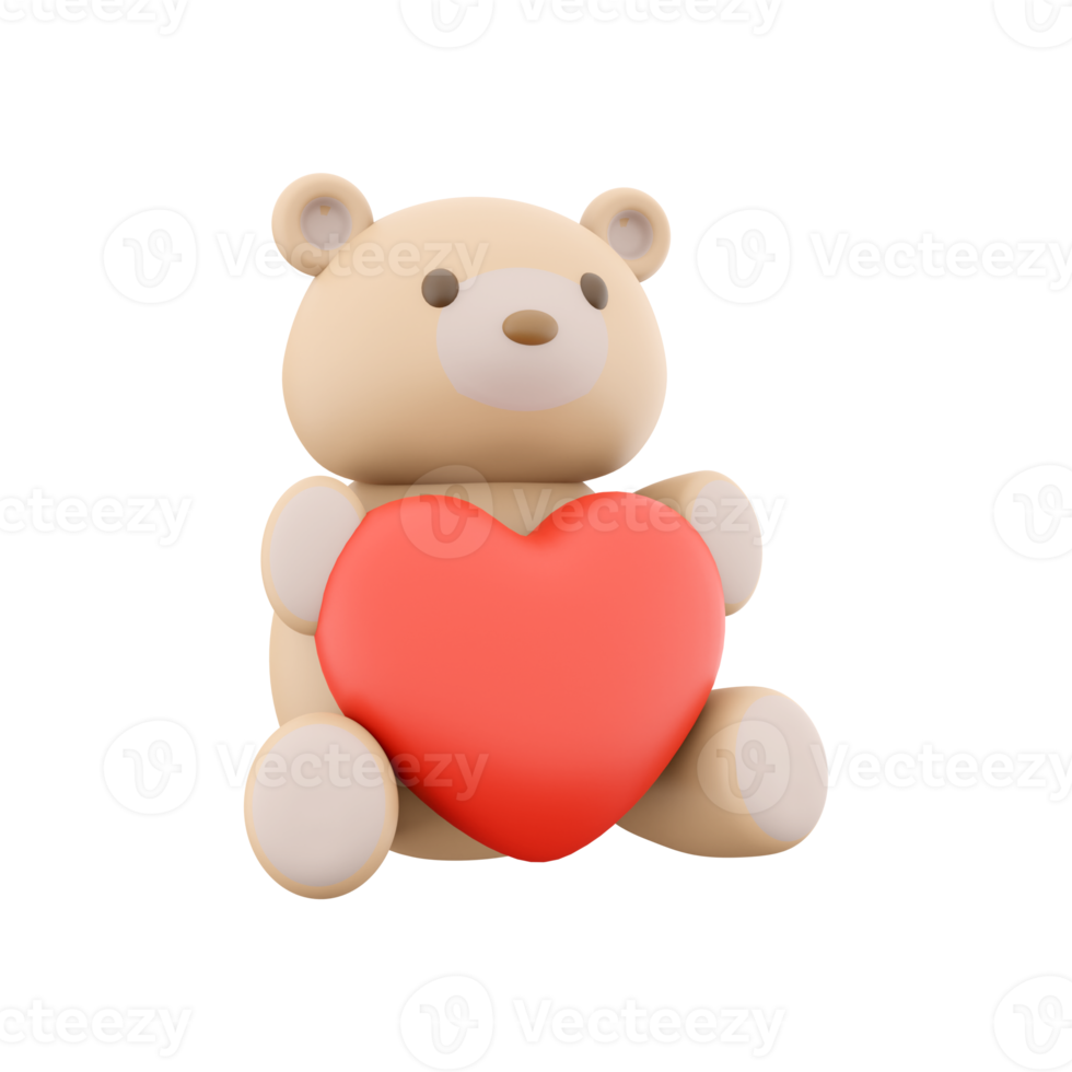 3d render ícone do Urso de pelúcia Urso brinquedo com uma coração. 3d Renderização ícone Urso de pelúcia Urso brinquedo com coração. Urso de pelúcia Urso brinquedo com uma coração. png