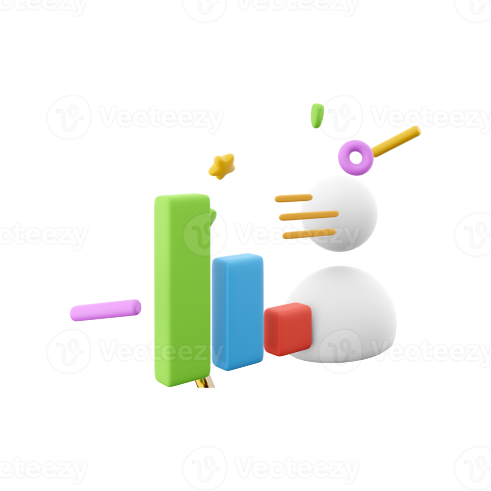 3d rendering user with bar graph icon. 3d render concept for business investment and growth profit icon. User with bar graph. png