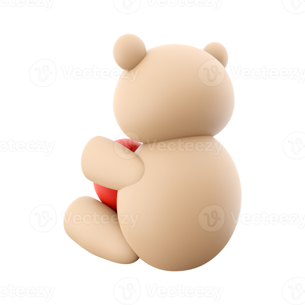 3d render Icon of teddy bear toy with a heart. 3d rendering icon teddy bear toy with heart. Teddy bear toy with a heart. png