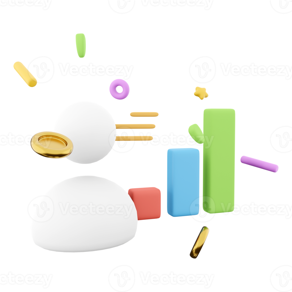 3d rendering user with bar graph icon. 3d render concept for business investment and growth profit icon. User with bar graph. png