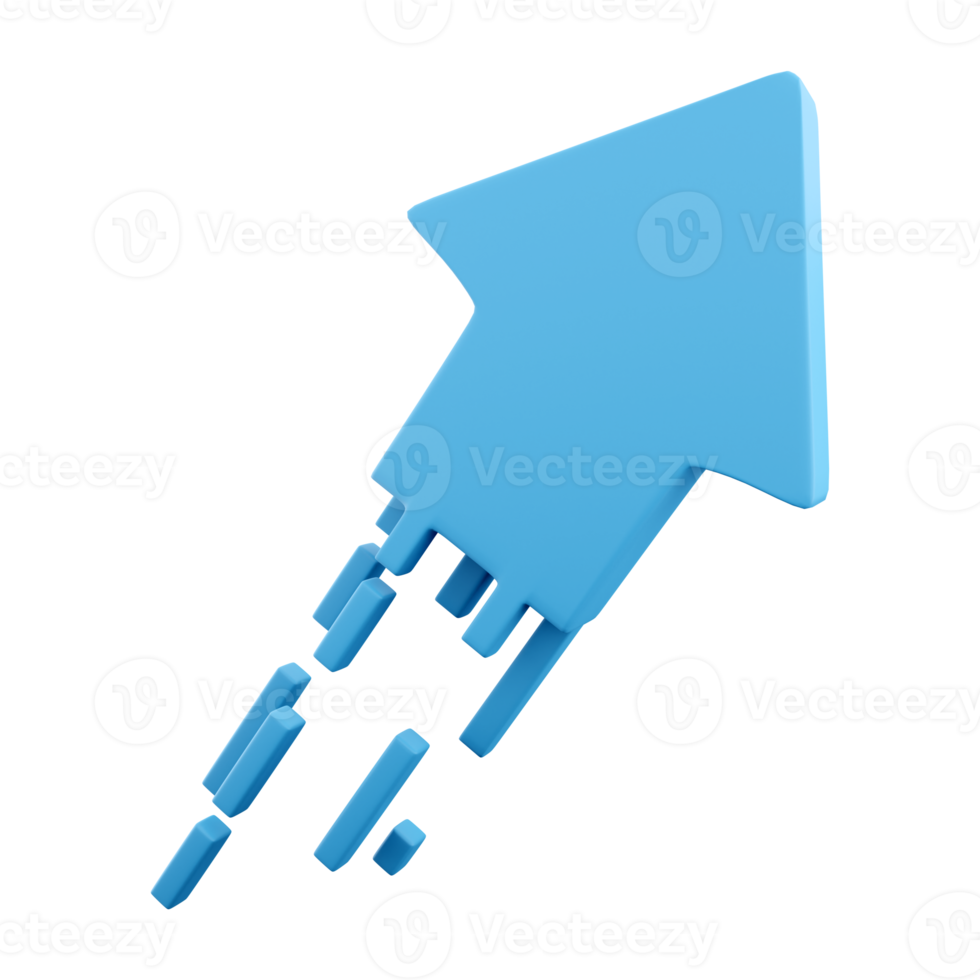 3d rendere blu freccia icona. 3d rendere blu flessibile azione frecce su crescita icona. investimento, comando, bussines e finanziario crescita concetto. png