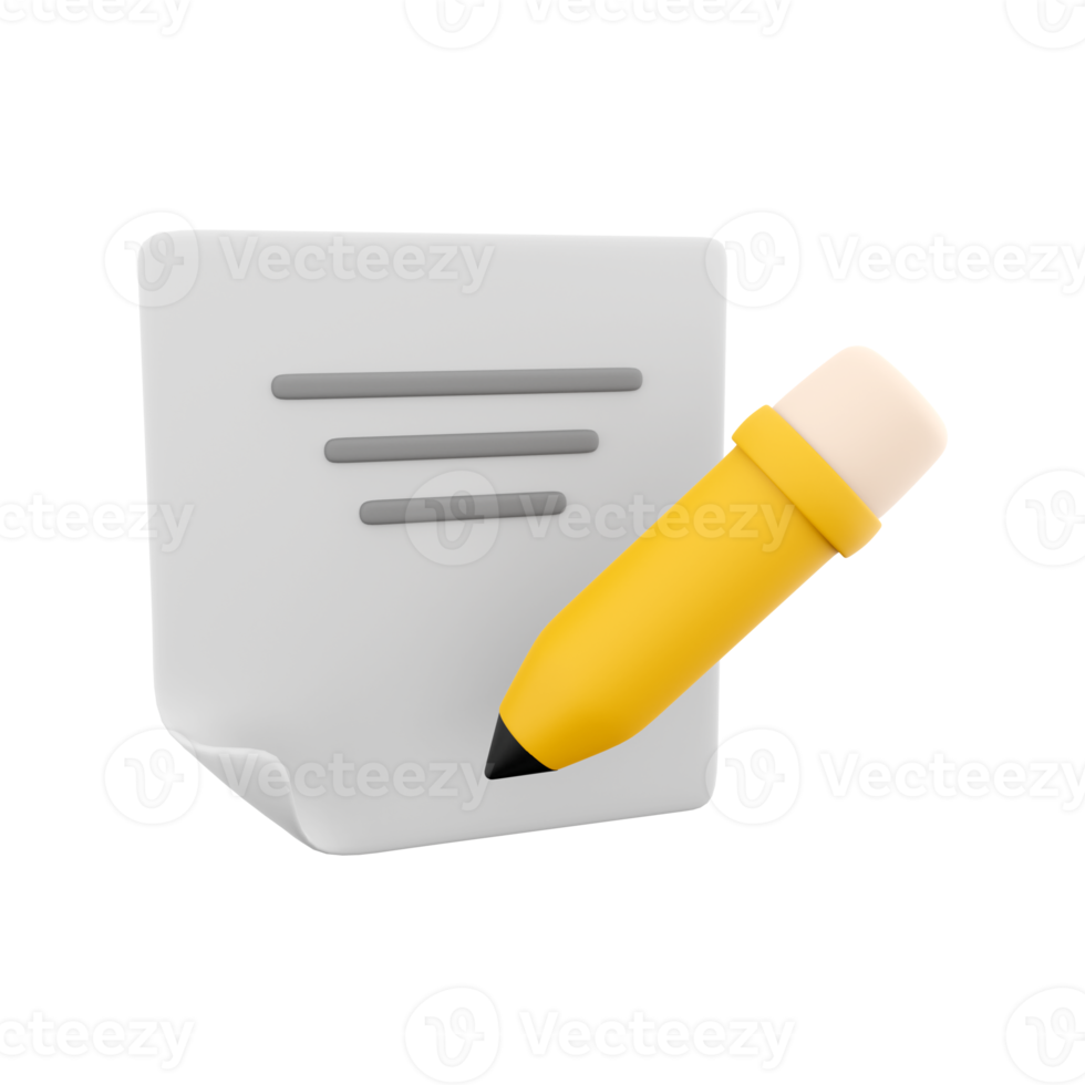 3d le rendu presse-papiers et crayon icône. 3d rendre l'écriture suite avec crayon sur presse-papiers icône. presse-papiers et crayon. png