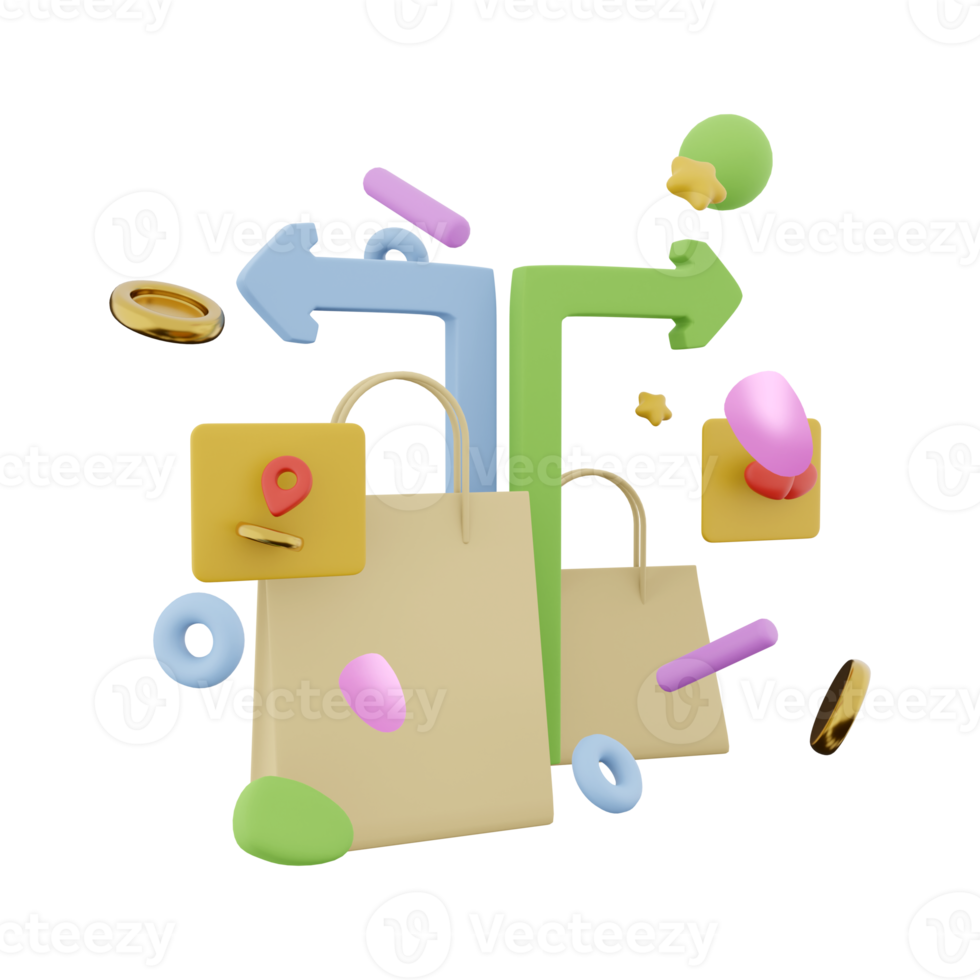 3d rendering shopping for loved ones with delivery icon. 3d render two packages location delivery hearts icon. Shopping for loved ones with delivery. png