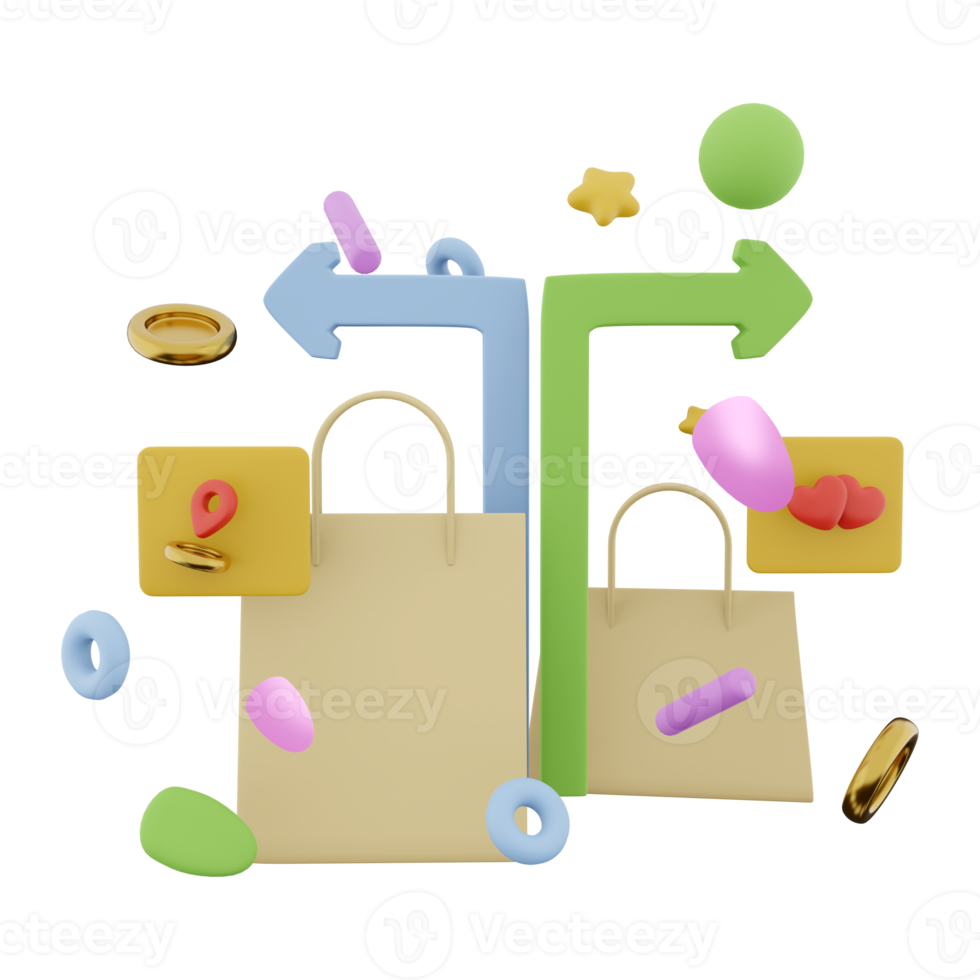 3d rendering shopping for loved ones with delivery icon. 3d render two packages location delivery hearts icon. Shopping for loved ones with delivery. png