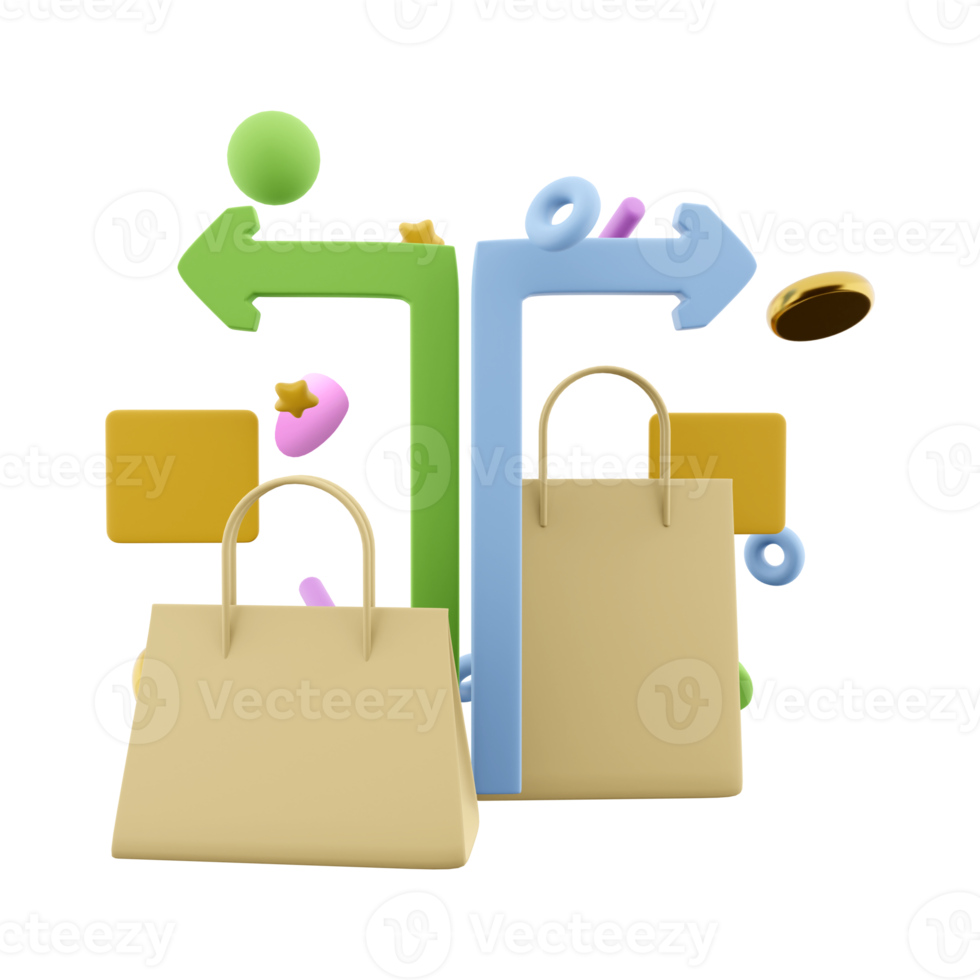 3d rendering shopping for loved ones with delivery icon. 3d render two packages location delivery hearts icon. Shopping for loved ones with delivery. png