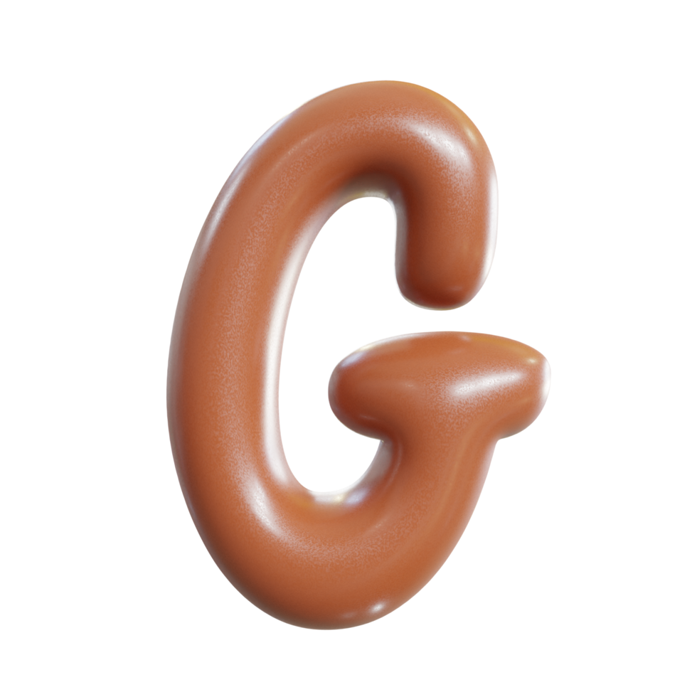 Chocolate alphabet font. 3d render png