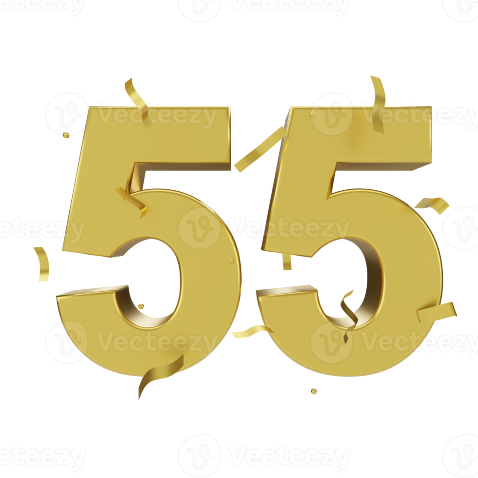gold 55 number with confetti png