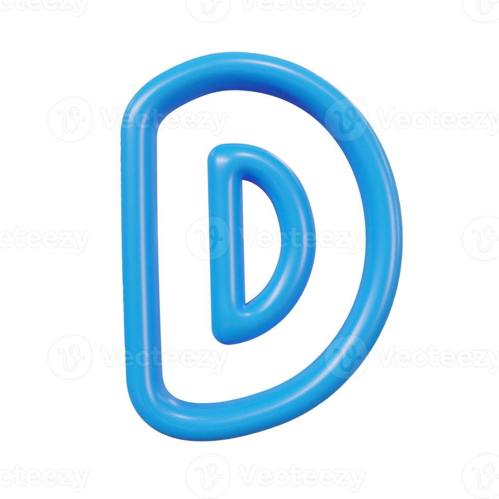 letter D color glossy outline png