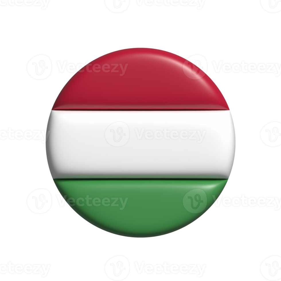 Hungary circular flag shape. 3d render png