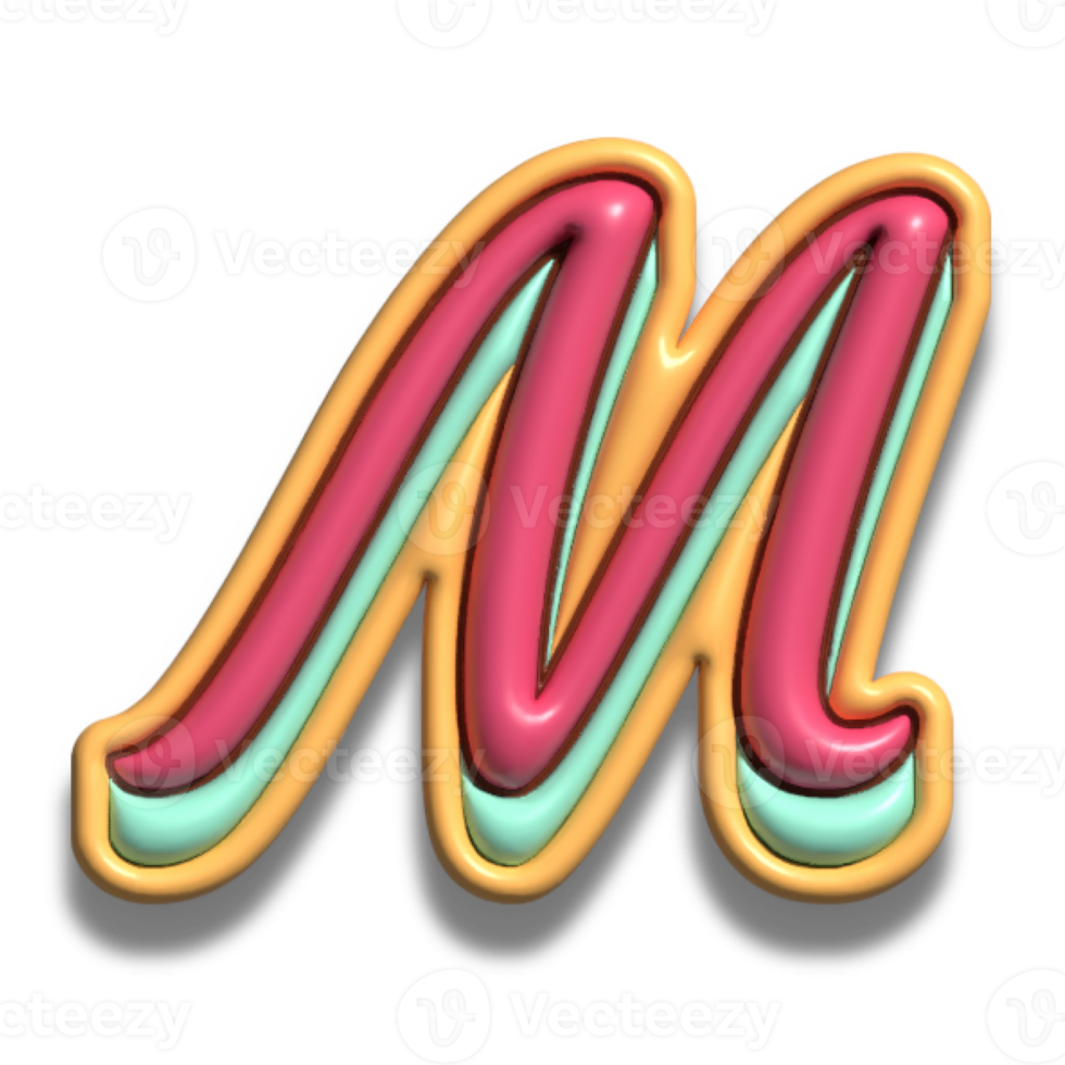Letter M glossy 3d font png