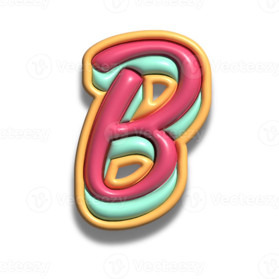 Letter B glossy 3d font png