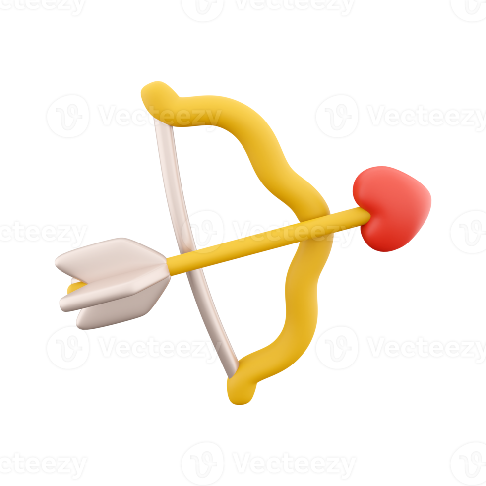 3d rendering cupid's bow with arrow icon. 3d render arrow heart bow icon. Cupid's bow with arrow. png