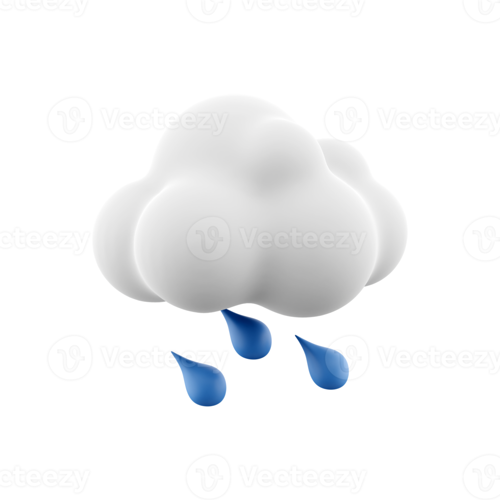 3d rendering rainy weather icon. 3d render cloud with rain. Rainy weather. png