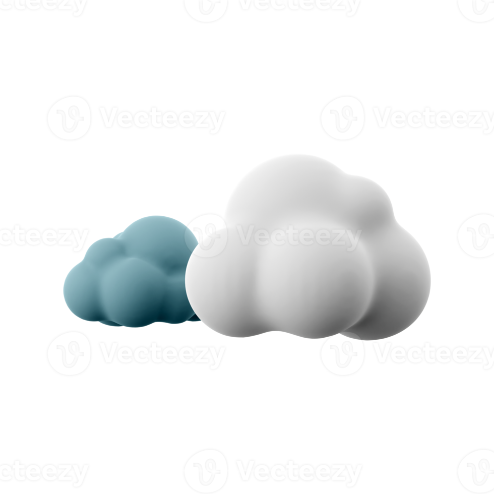 3d rendering dark and white clouds icon. 3d render cloudly weather icon. Dark and white clouds. png