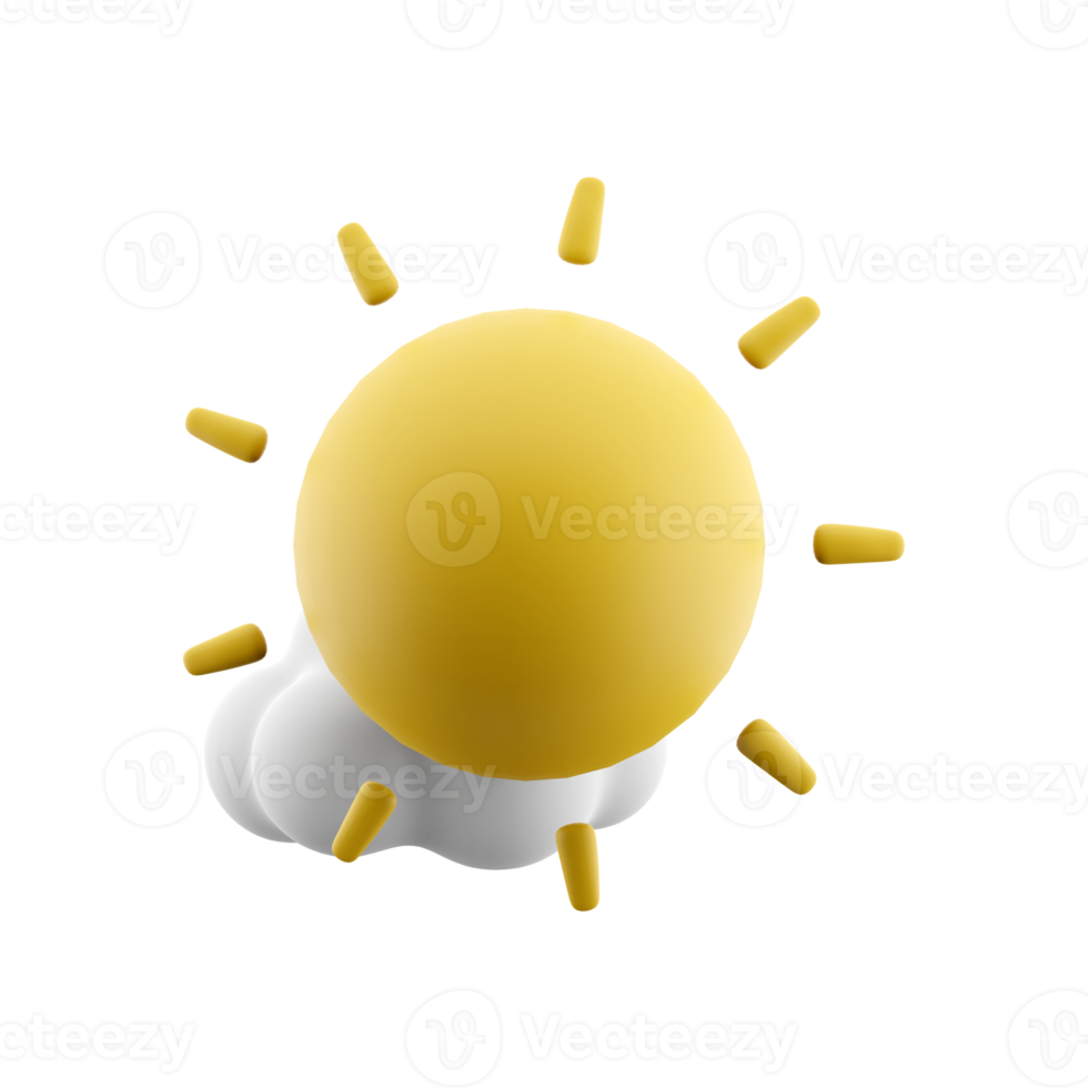 3d rendering sun ahead of the clouds icon. 3d render weather sun cloud icon. sun ahead of the clouds. png