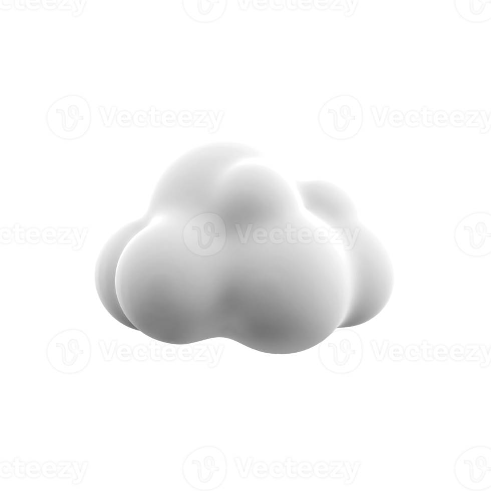 3d le rendu foncé et blanc des nuages icône. 3d rendre nuageux temps icône. foncé et blanc des nuages. png