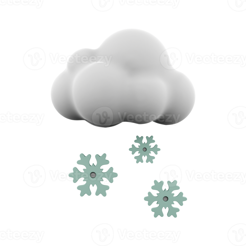 3d Renderização Nevado clima ícone. 3d render neve com nuvem ícone. queda de neve. png