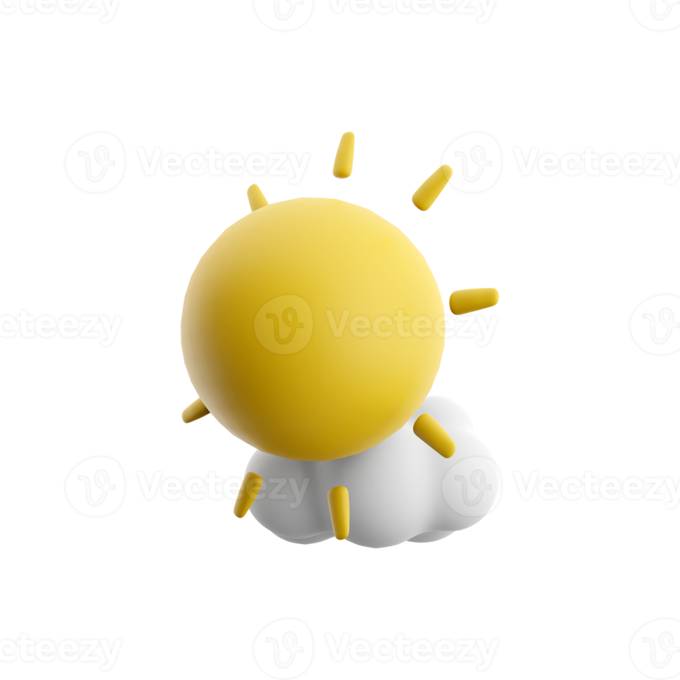 3d rendering sun ahead of the clouds icon. 3d render weather sun cloud icon. sun ahead of the clouds. png