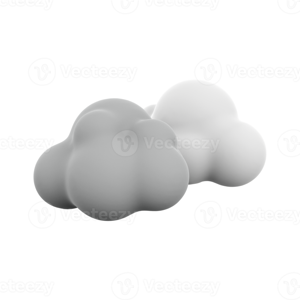 3d rendering dark and white clouds icon. 3d render cloudly weather icon. Dark and white clouds. png