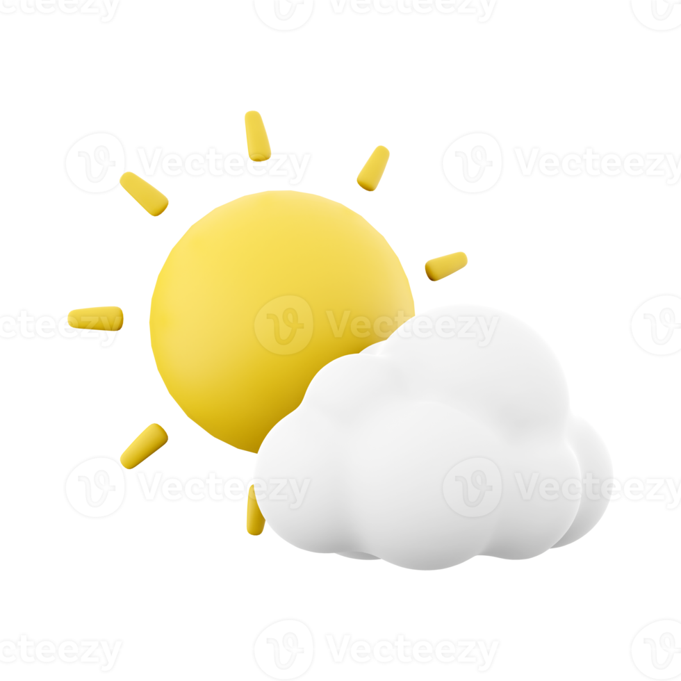 3d rendering sun ahead of the clouds icon. 3d render weather sun cloud icon. sun ahead of the clouds. png