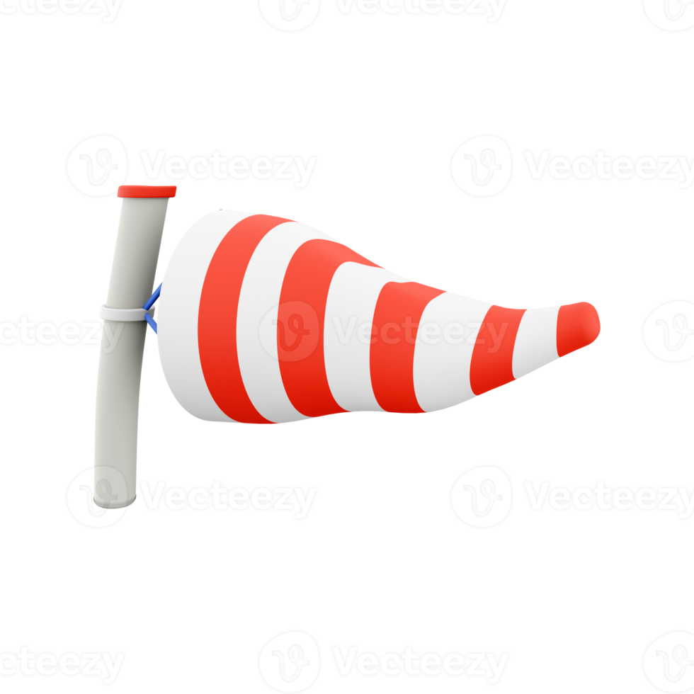 3d renderen windsock icoon. 3d geven wind richting gereedschap icoon. windzak. png