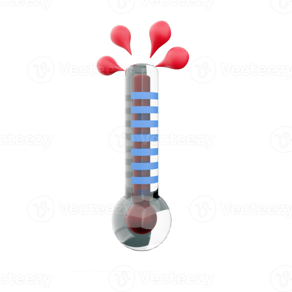 3d Rendern hoch Thermometer Ergebnis Symbol. 3d machen heiß Wetter Symbol. hoch Thermometer Punktzahl. png