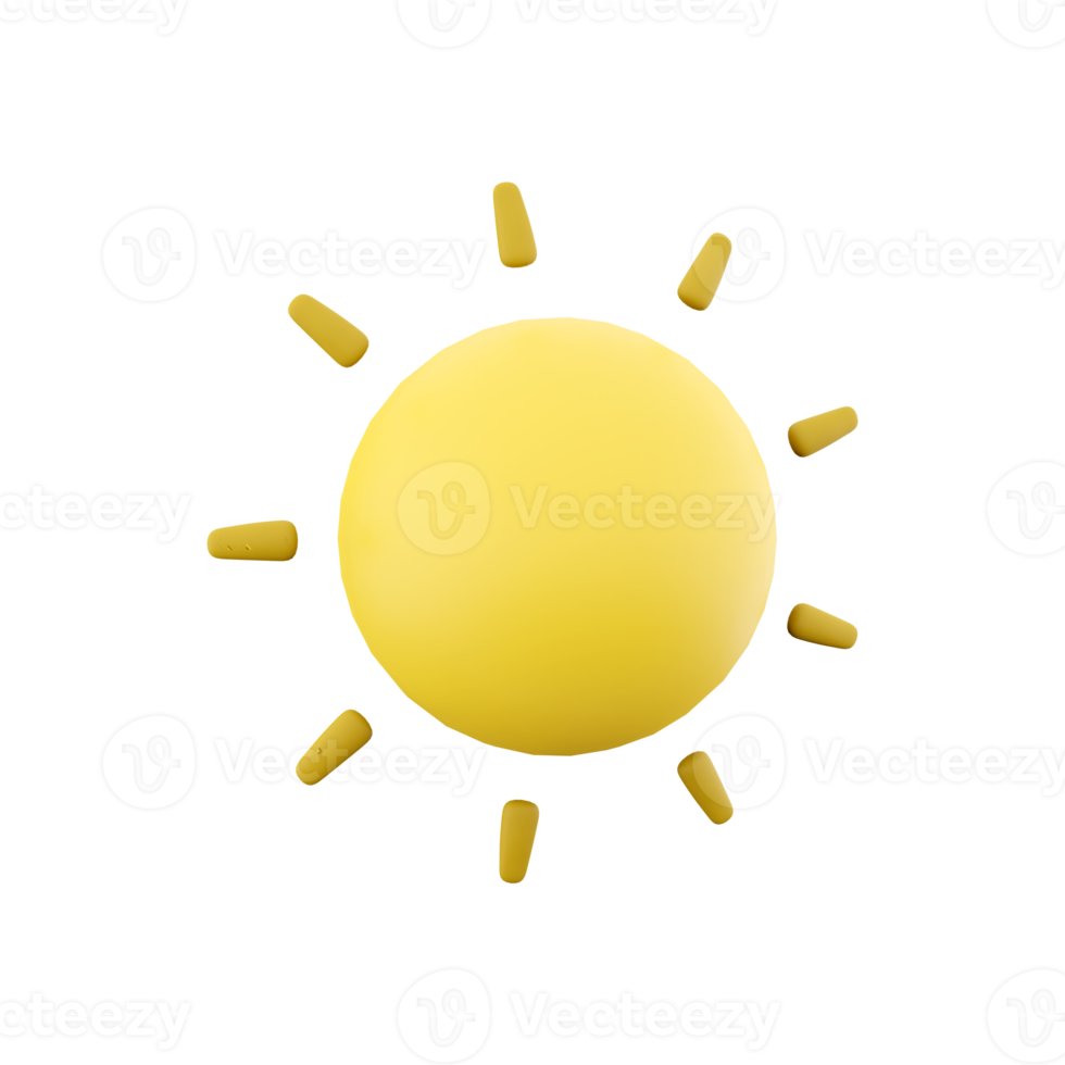 3d rendering sun icon. 3d render sunny weather icon. Sun. png