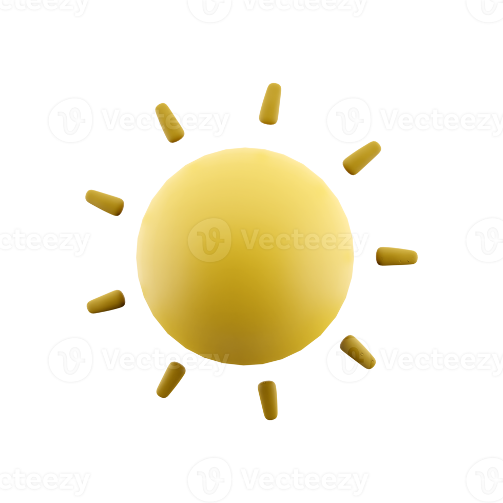 3d rendering sun icon. 3d render sunny weather icon. Sun. png