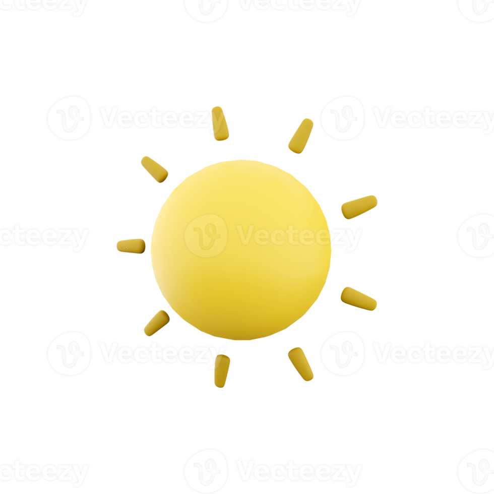 3d rendering sun icon. 3d render sunny weather icon. Sun. png