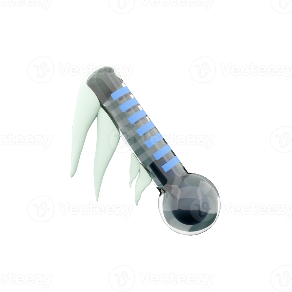 3d representación bajo la licenciatura termómetro cubierto con nieve icono. 3d hacer frío clima meteorología termómetro con nieve icono. bajo la licenciatura termómetro cubierto con nieve. png