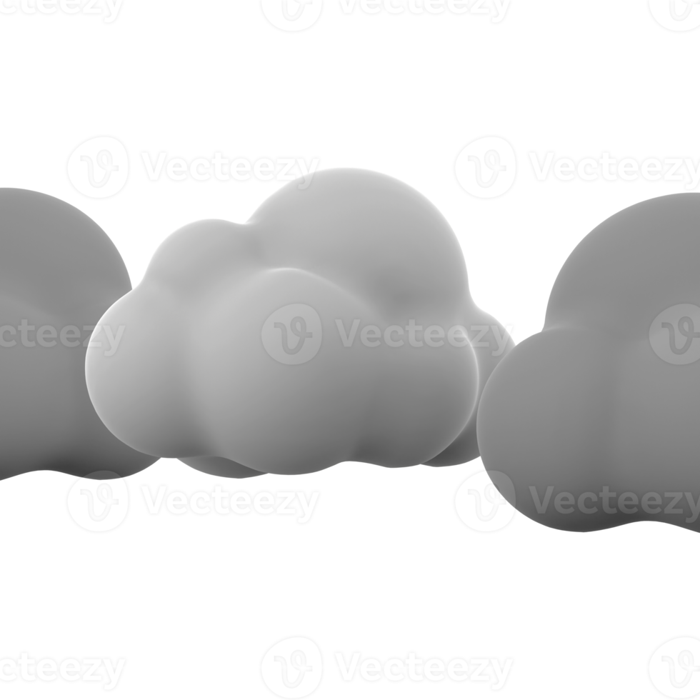 3d Renderização Sombrio e branco nuvens ícone. 3d render nublado clima ícone. Sombrio e branco nuvens. png