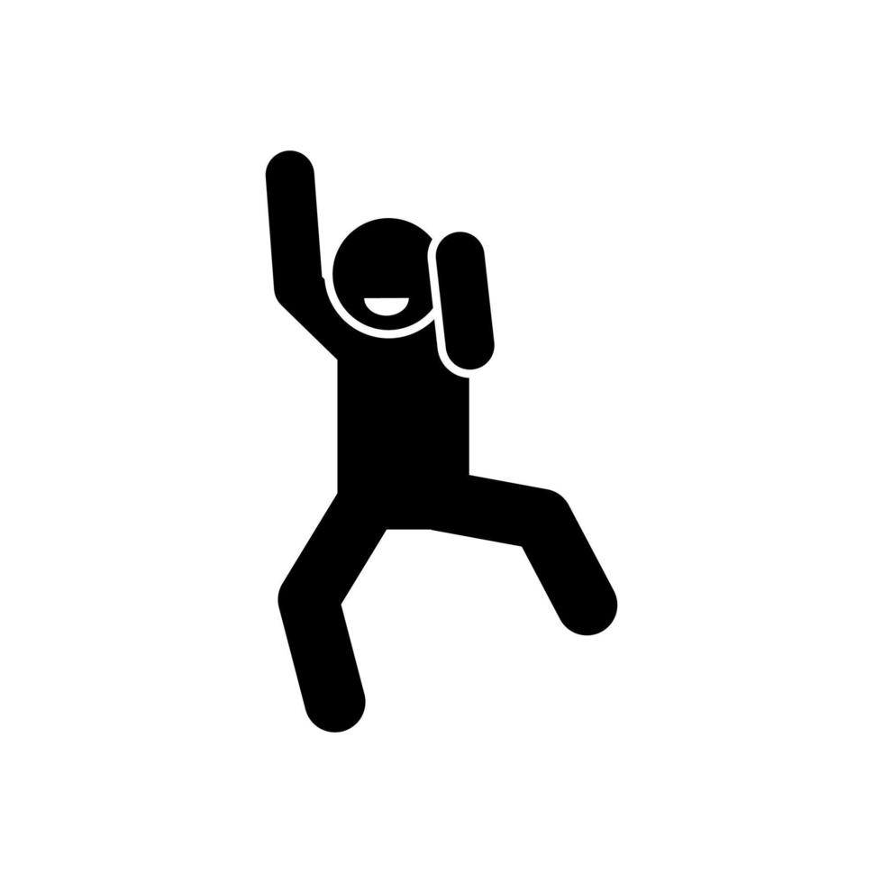 happy and dancing stick figure pictogram illustration vector