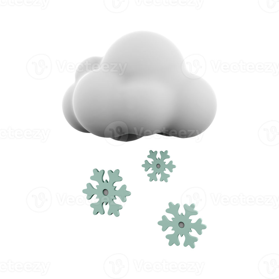 3d renderen besneeuwd weer icoon. 3d geven sneeuw met wolk icoon. sneeuwval. png