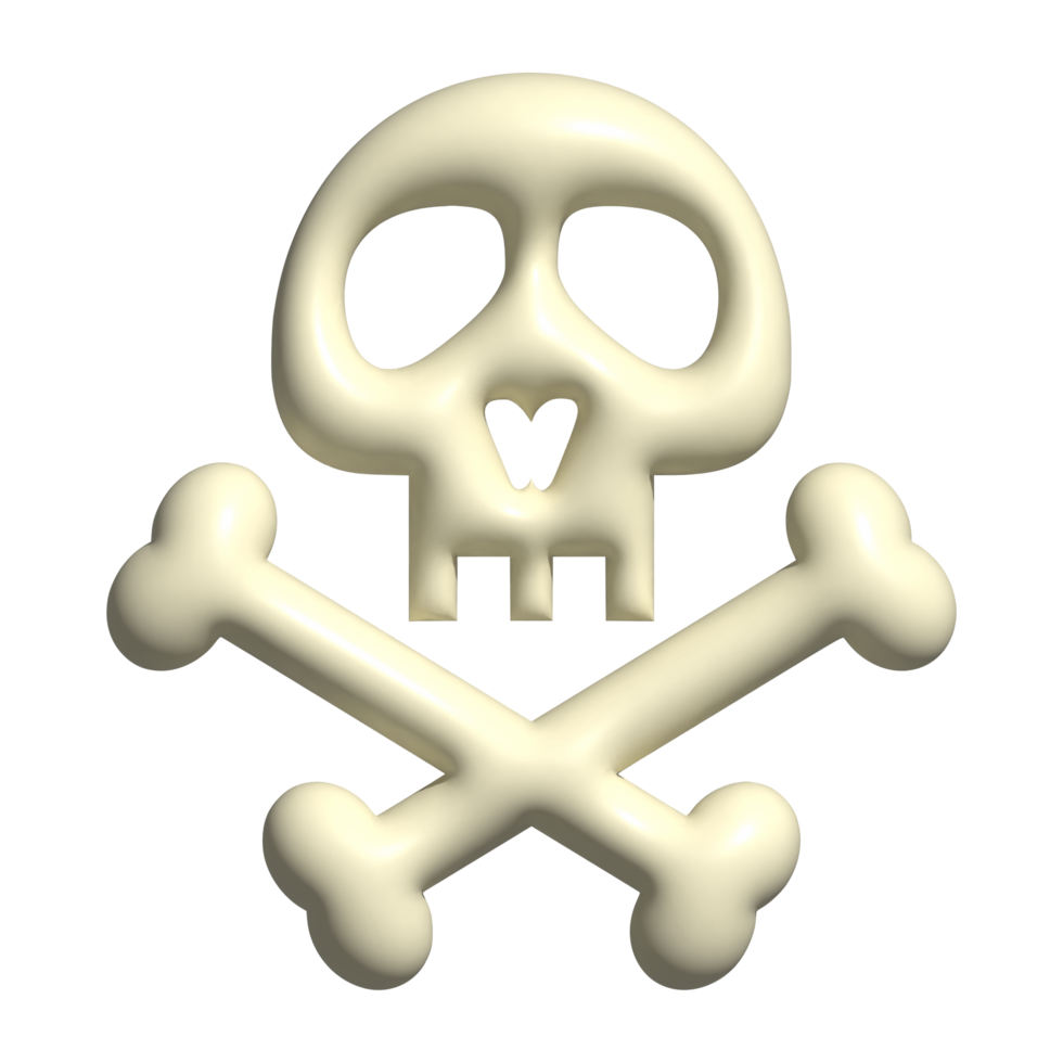 3d icono de cráneo hueso png