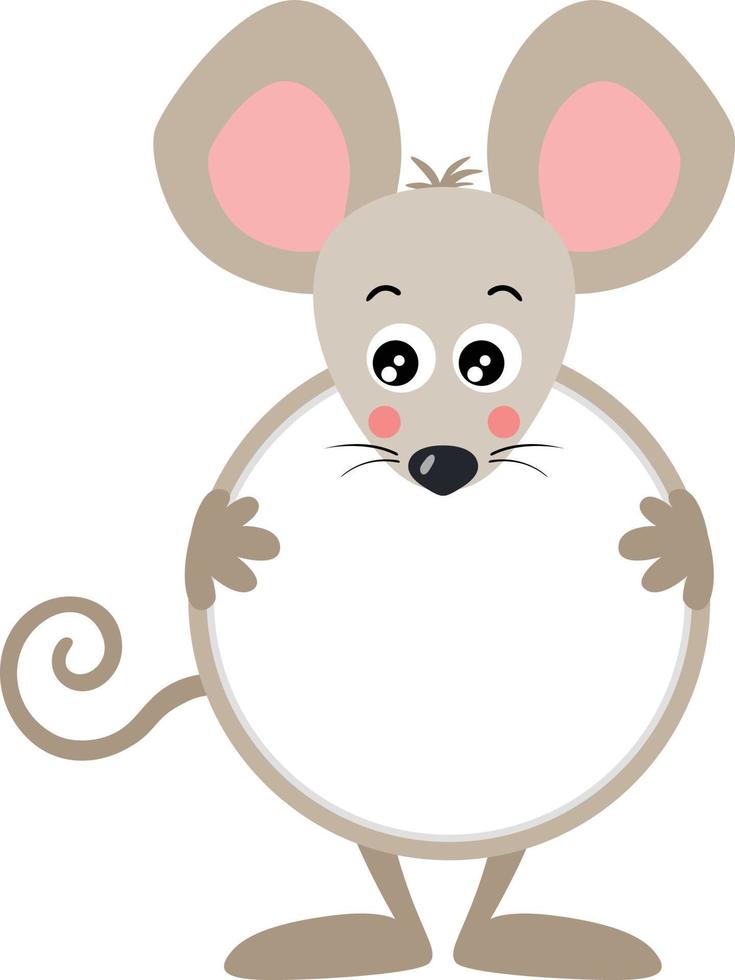 Cute mouse with circle blank sign vector