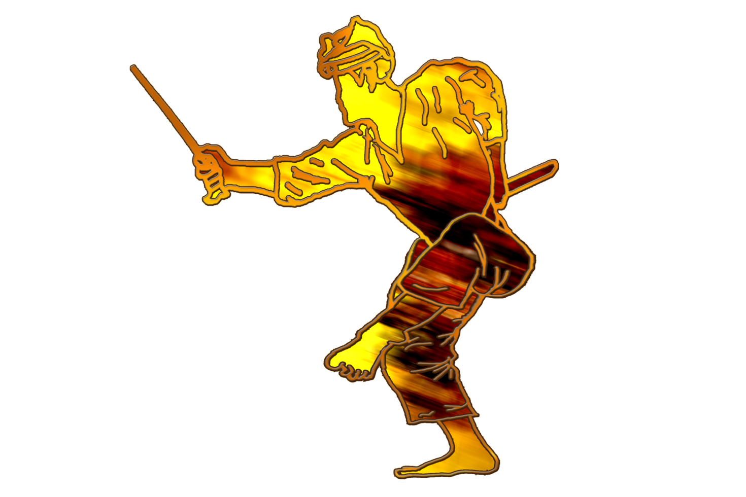 icon logo Silat martial art person doing dance stand step with traditional weapon in golden color png