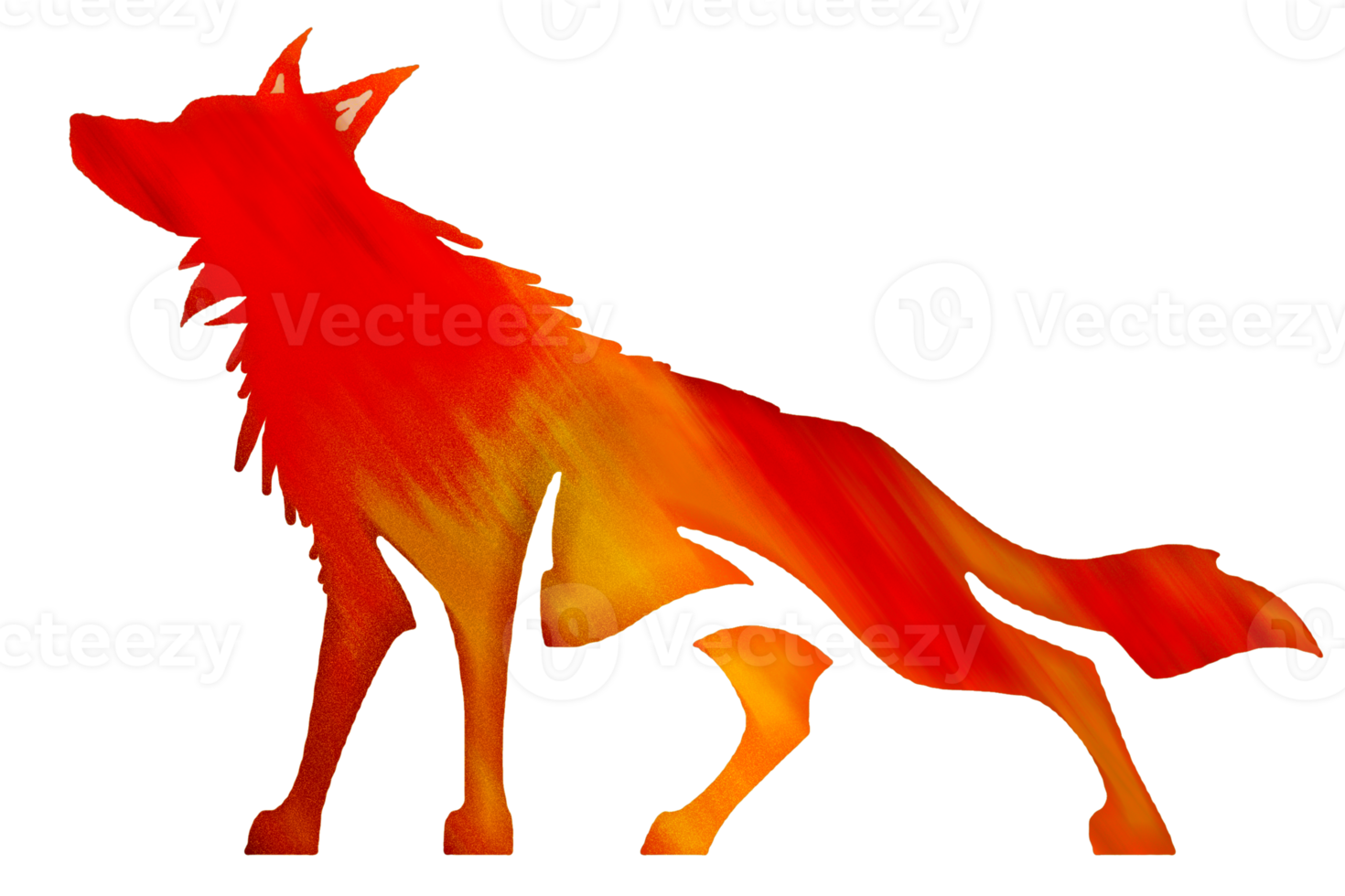Icon of wolf color orange and red png