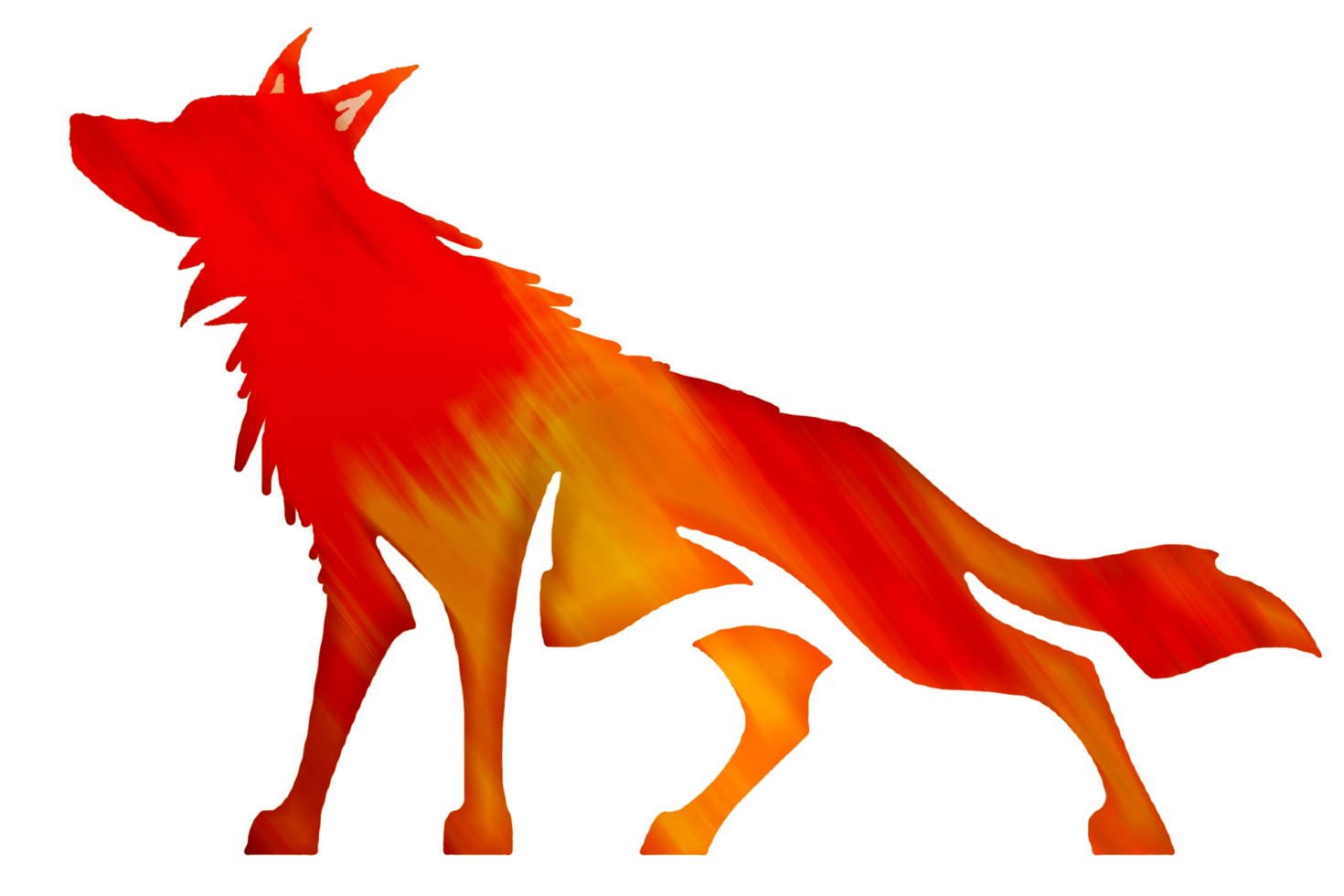 icono de lobo color naranja y rojo png